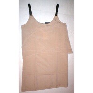 New NWT $218 S Small PJK Leather Strap Fabric Dress Womens Tank Beige Khaki